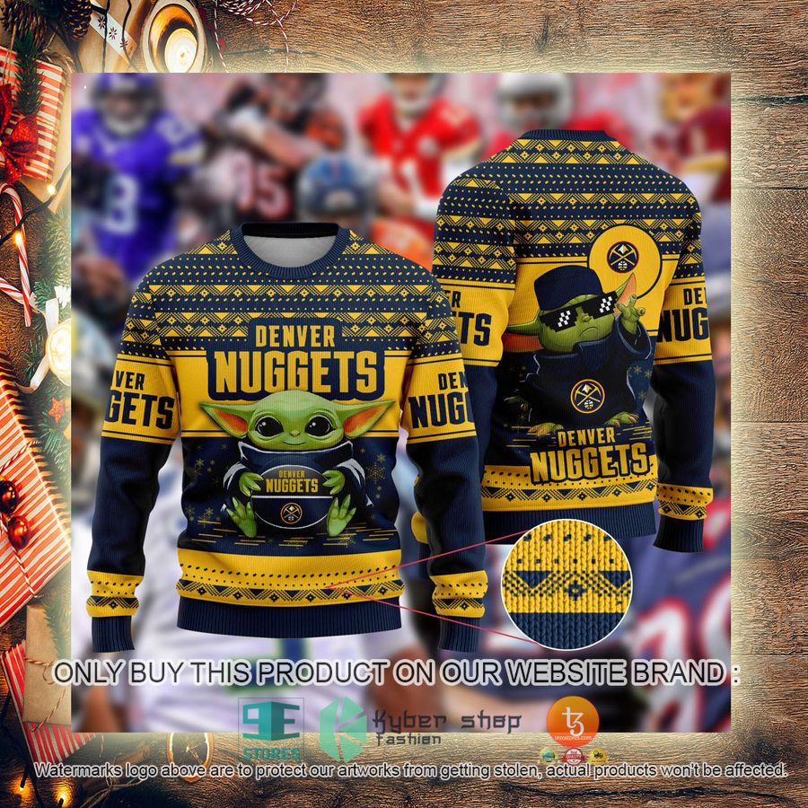 NEW Baby Yoda Denver Nuggets Christmas Ugly Sweater 3 baby yoda nba denver nuggets ugly christmas sweater 3 64716