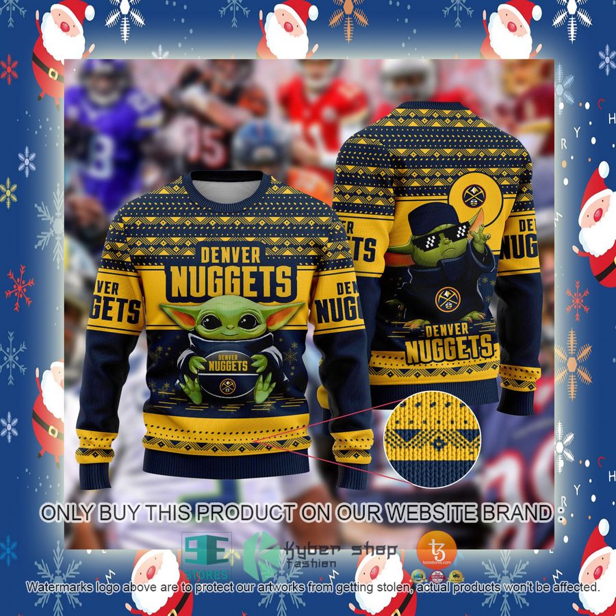 NEW Baby Yoda Denver Nuggets Christmas Ugly Sweater 4 baby yoda nba denver nuggets ugly christmas sweater 4 95793