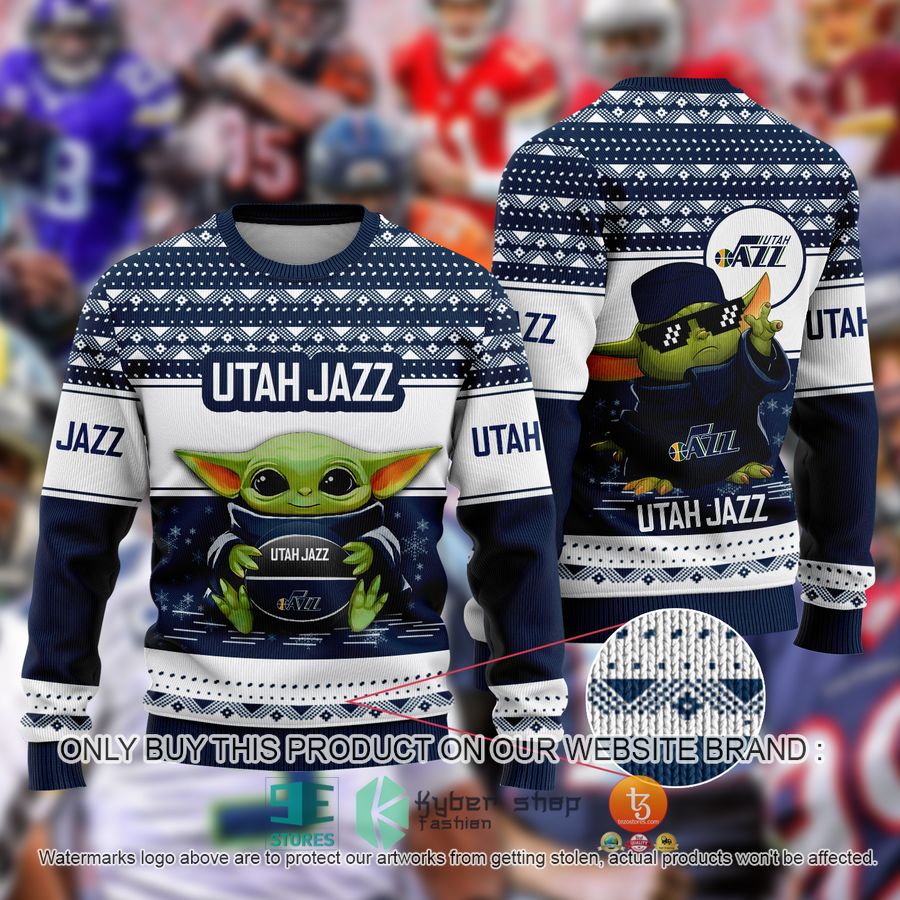 baby yoda nba utah jazz ugly christmas sweater 1 89506