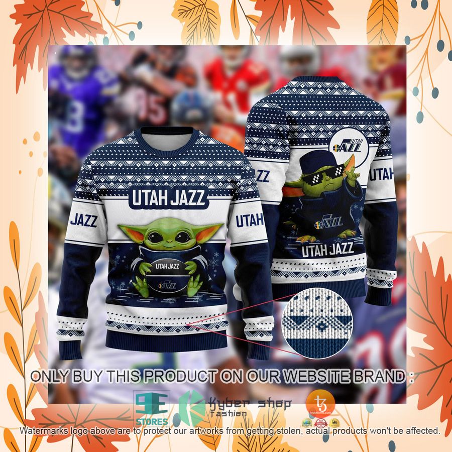 NEW Baby Yoda Utah Jazz Christmas Ugly Sweater 2 baby yoda nba utah jazz ugly christmas sweater 2 96945