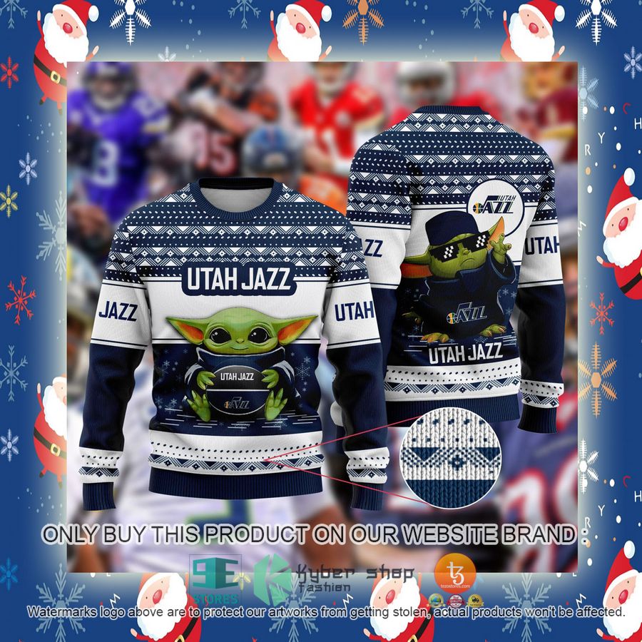 NEW Baby Yoda Utah Jazz Christmas Ugly Sweater 4 baby yoda nba utah jazz ugly christmas sweater 4 99665