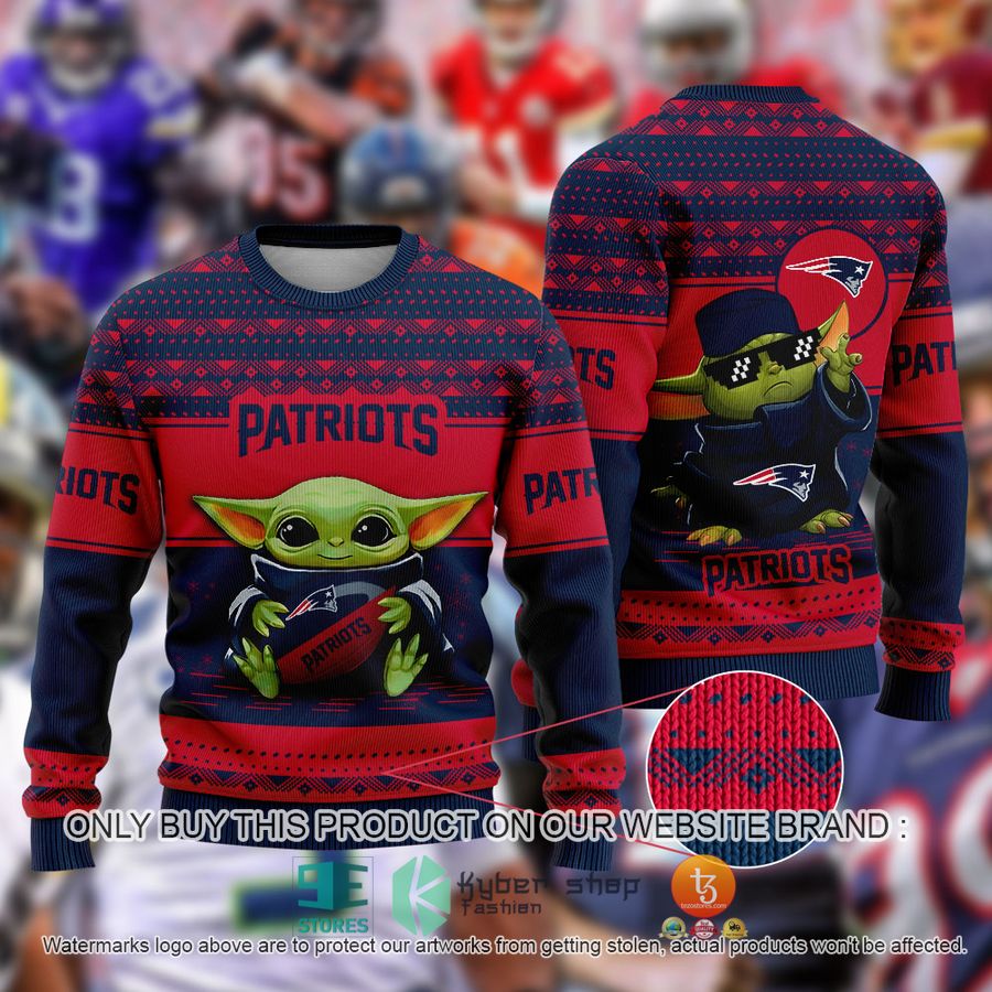 NEW Baby Yoda New England Patriots Christmas Ugly Sweater 8 baby yoda nfl new england patriots ugly christmas sweater 1 82379