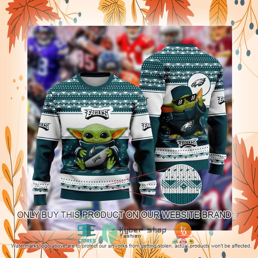 NEW Baby Yoda Philadelphia Eagles Christmas Ugly Sweater 2 baby yoda nfl philadelphia eagles ugly christmas sweater 2 97338