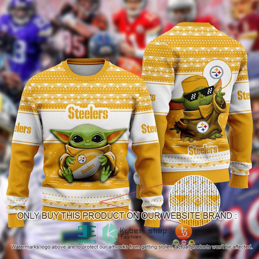 NEW Baby Yoda Pittsburgh Steelers Christmas Ugly Sweater 8 baby yoda nfl pittsburgh steelers ugly christmas sweater 1 63018