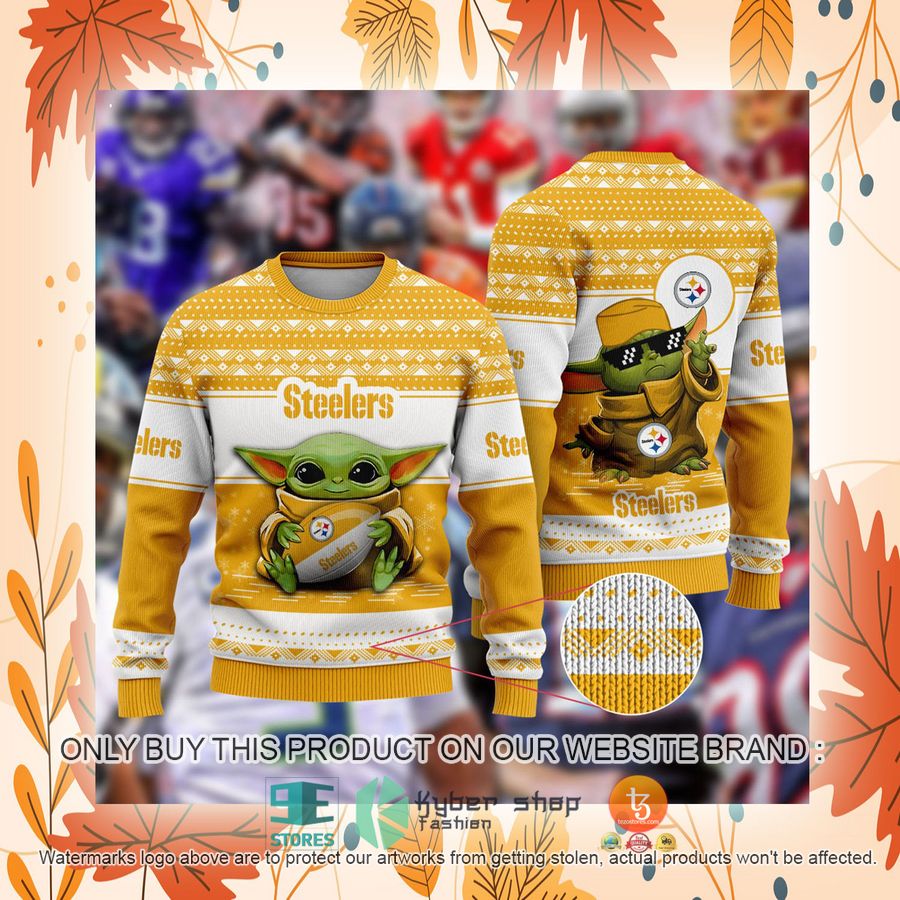 NEW Baby Yoda Pittsburgh Steelers Christmas Ugly Sweater 2 baby yoda nfl pittsburgh steelers ugly christmas sweater 2 55921