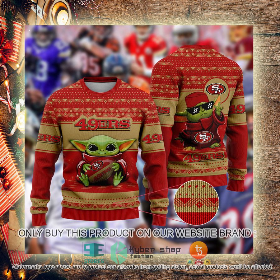 NEW Baby Yoda San Francisco 49ers Christmas Ugly Sweater 3 baby yoda nfl san francisco 49ers ugly christmas sweater 3 85843
