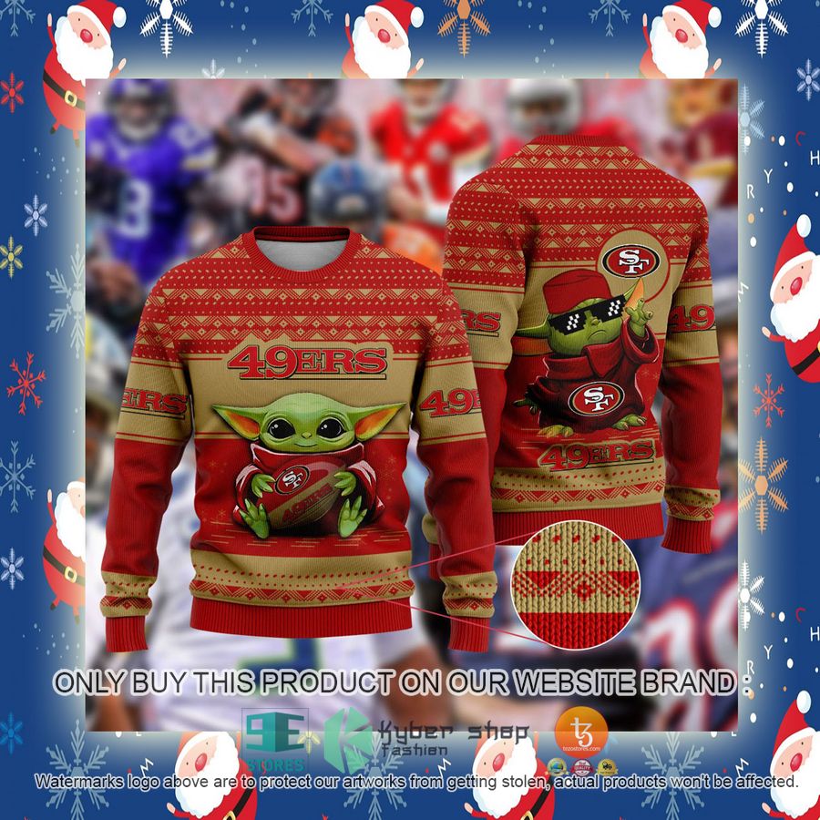 NEW Baby Yoda San Francisco 49ers Christmas Ugly Sweater 4 baby yoda nfl san francisco 49ers ugly christmas sweater 4 82257