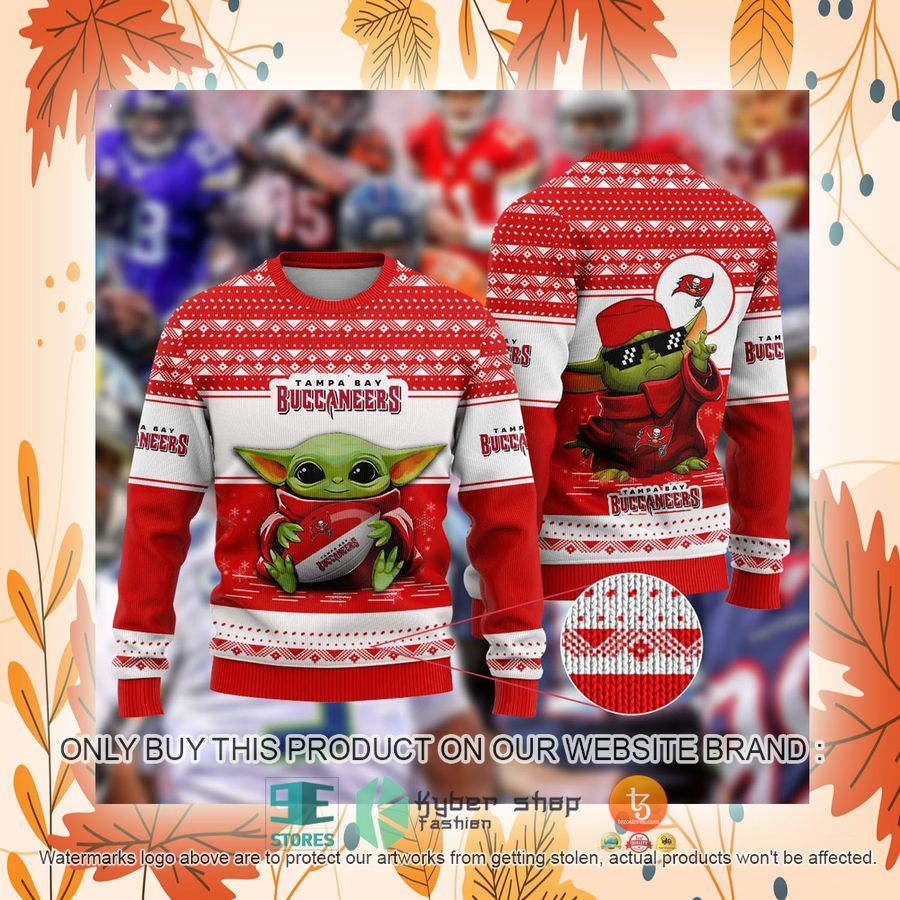 NEW Baby Yoda Tampa Bay Buccaneers Christmas Ugly Sweater 2 baby yoda nfl tampa bay buccaneers ugly christmas sweater 2 29321