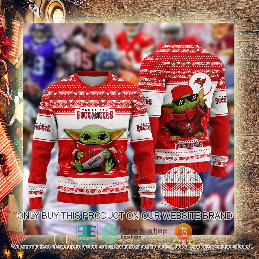 NEW Baby Yoda Tampa Bay Buccaneers Christmas Ugly Sweater 3 baby yoda nfl tampa bay buccaneers ugly christmas sweater 3 6299
