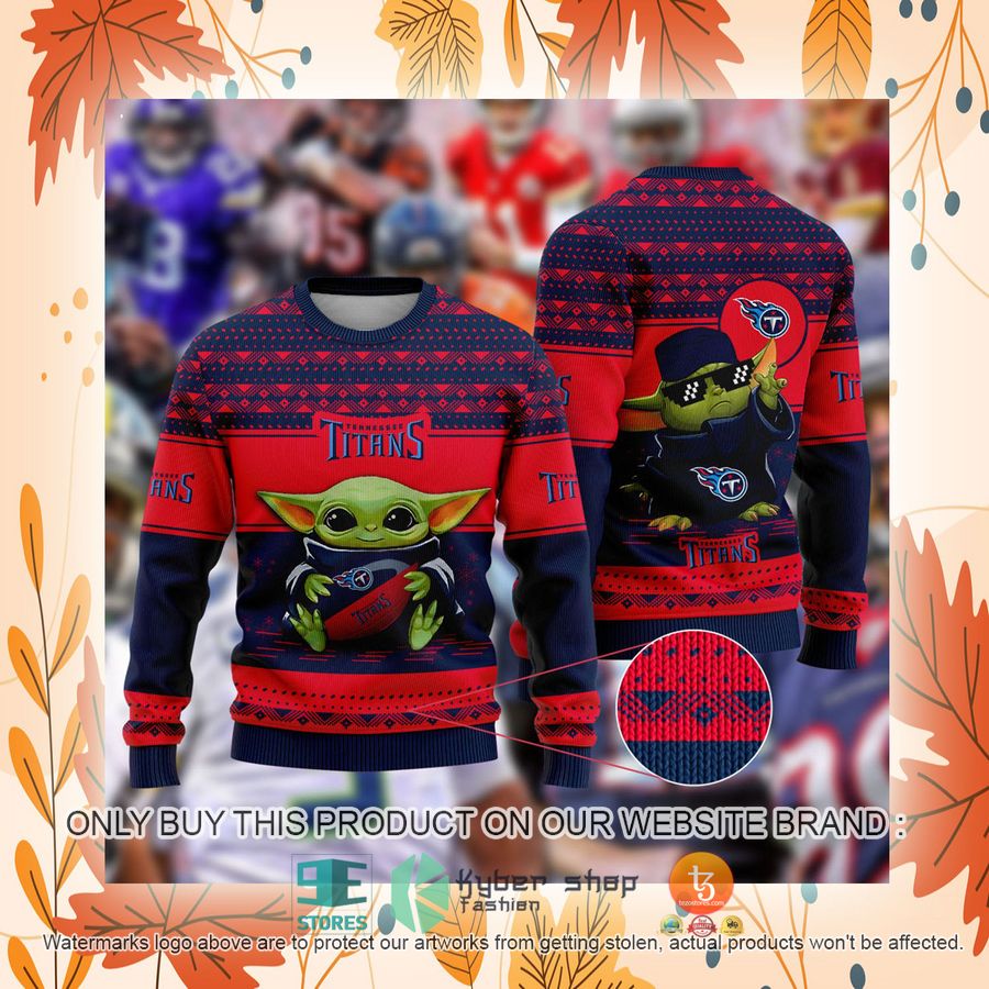 NEW Baby Yoda Tennessee Titans Christmas Ugly Sweater 2 baby yoda nfl tennessee titans ugly christmas sweater 2 35296