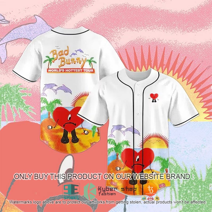 bad bunny worlds hottest tour baseball jersey 1 87307