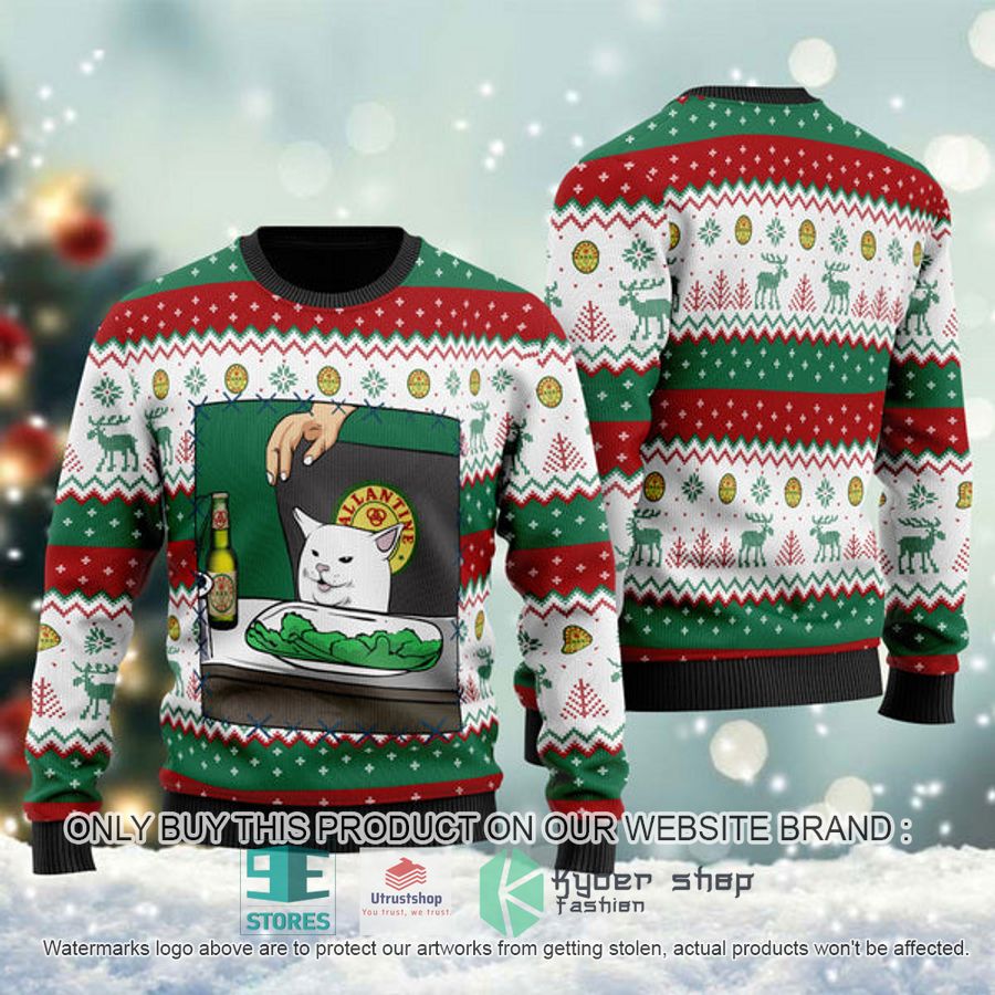 ballantine beer cat meme ugly christmas sweater 1 14123