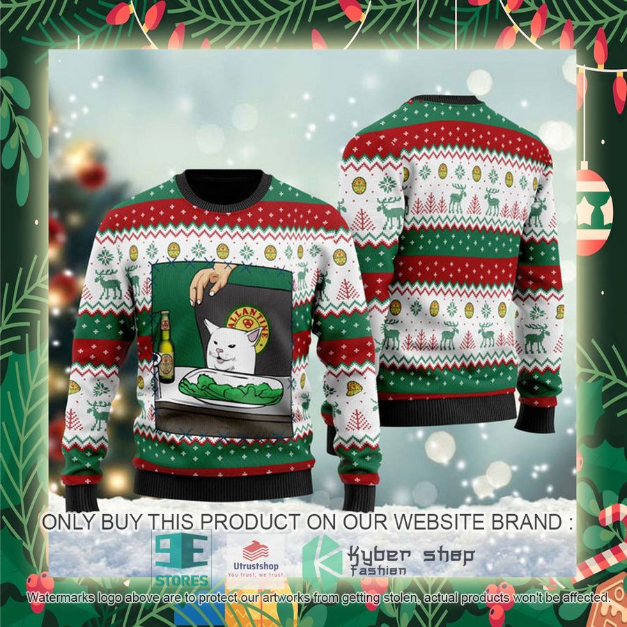 ballantine beer cat meme ugly christmas sweater 2 26198