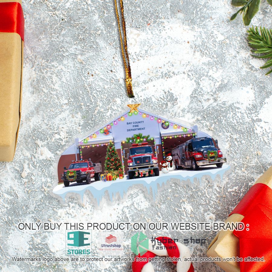 NEW Bay County Fire Department Fire Station Ornament 3 bay county fire department fire station ornament 3 16354