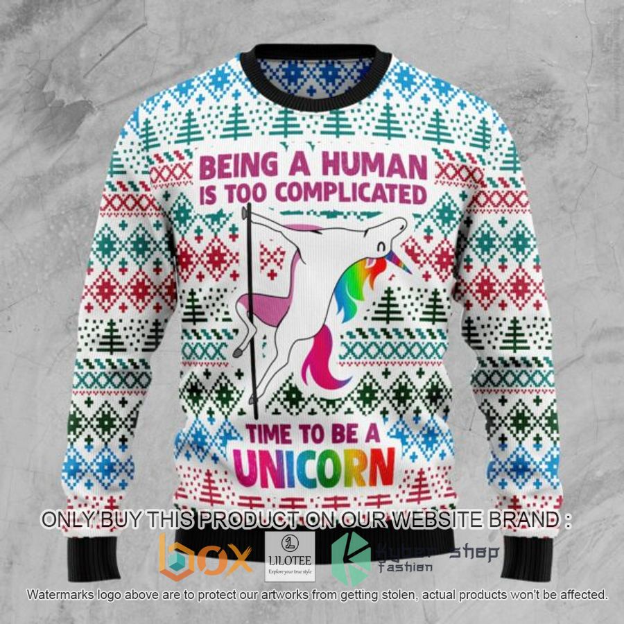 be a unicorn ugly christmas sweatshirt 1 53507
