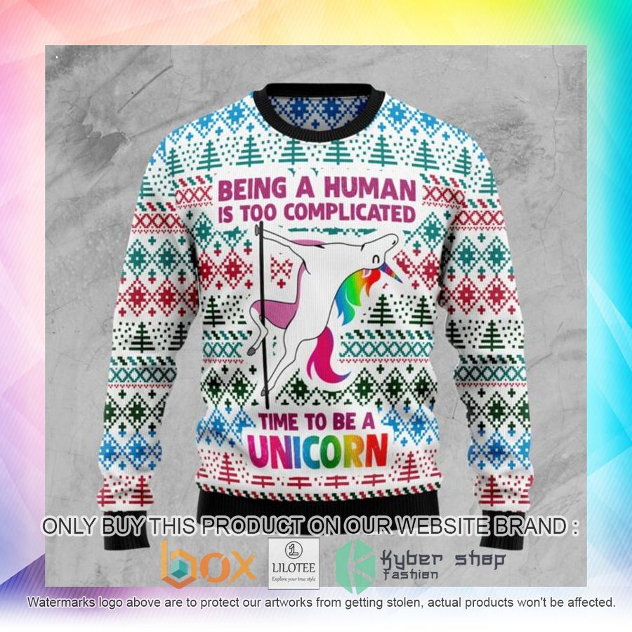 be a unicorn ugly christmas sweatshirt 2 77345
