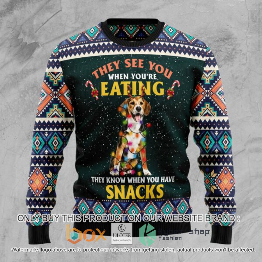 beagle snack ugly christmas sweatshirt 1 32347