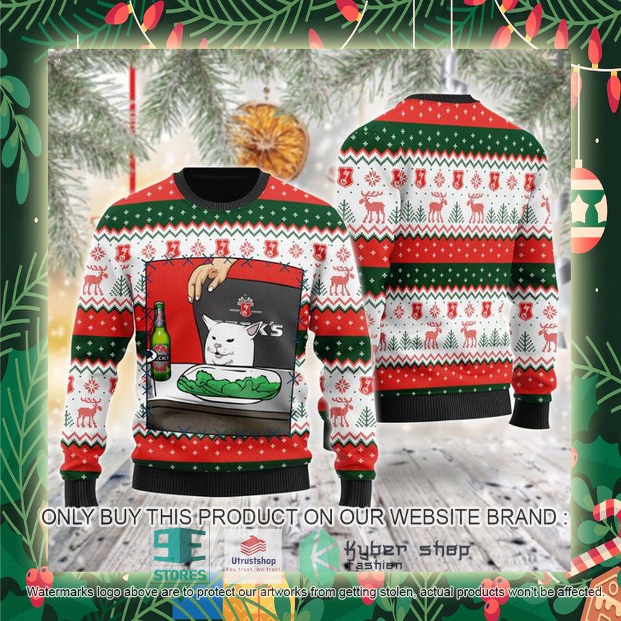 becks beer cat meme ugly christmas sweater 2 21392