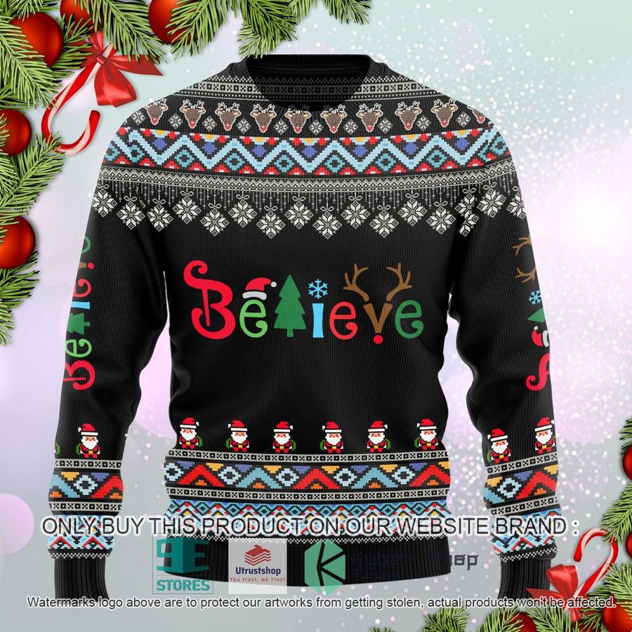 NEW Believe black Ugly Sweater 1 believe black ugly christmas sweater 1 32625