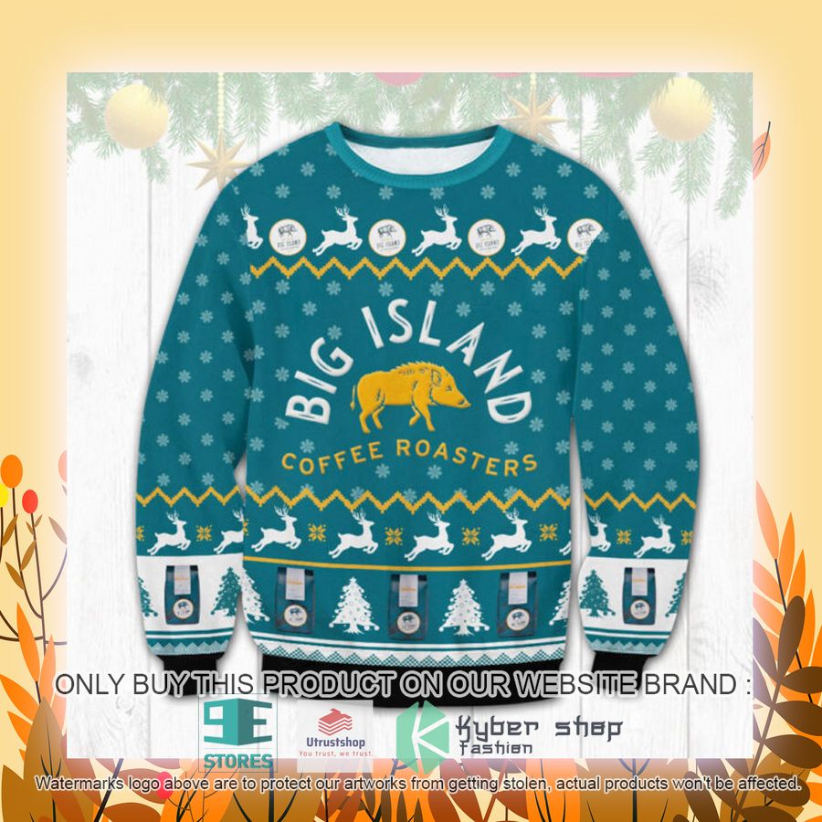 NEW Big Island Coffee Roasters blue Ugly Sweater 4 big island coffee roasters blue ugly christmas sweater 4 50282