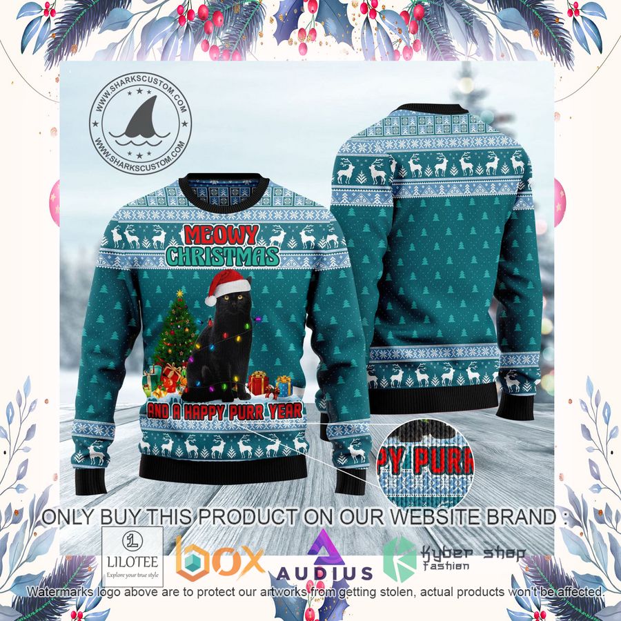Black Cat Meomy Christmas And A Happy Purr Year Ugly Christmas Sweater 12 black cat meomy christmas and a happy purr year ugly christmas sweater 12 50914
