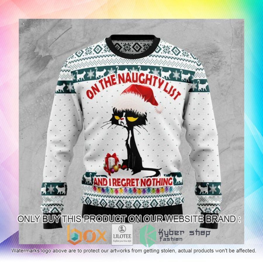 black cat naughty list ugly christmas sweatshirt 2 51883
