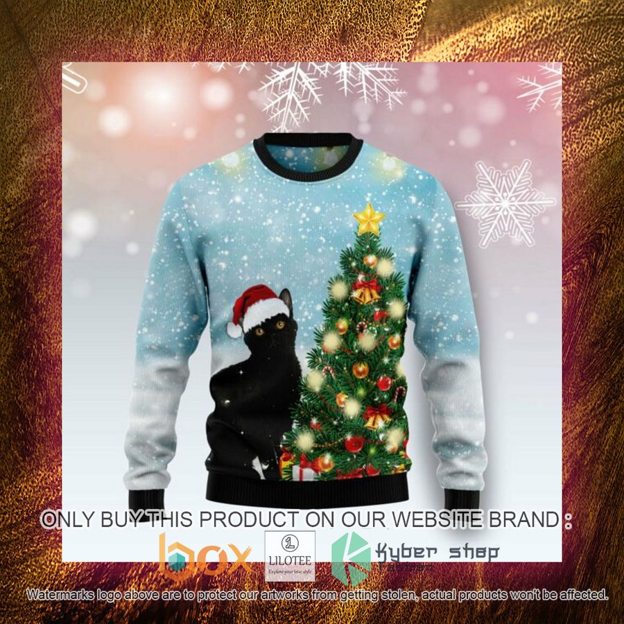 Black Cat Noel Tree Ugly Christmas Sweatshirt 4 black cat noel tree ugly christmas sweatshirt 4 95876