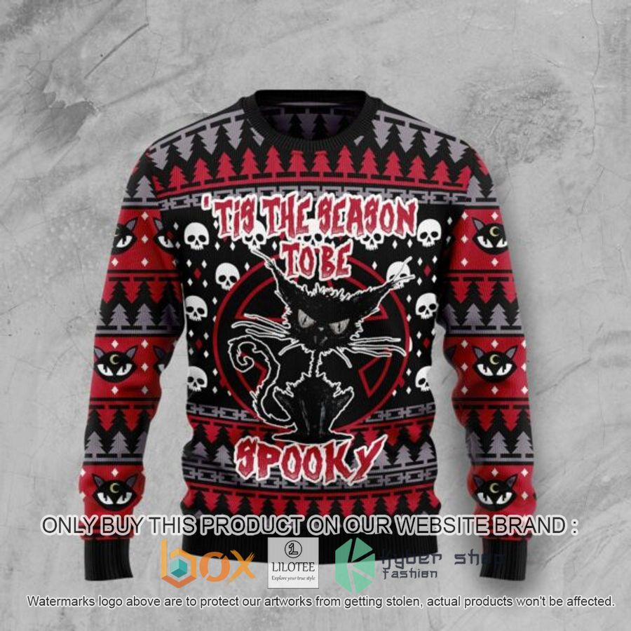 black cat spooky halloween ugly christmas sweatshirt 1 11880
