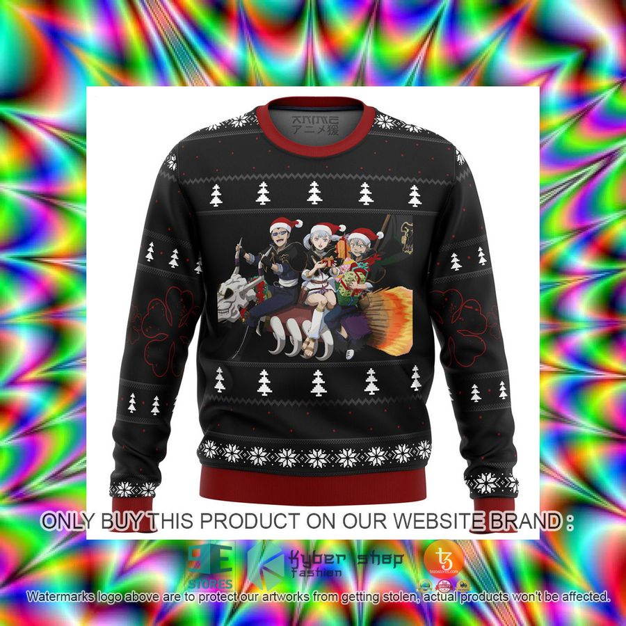 HOT Black Clover Holiday Ugly Christmas Sweater 3 black clover holiday knitted wool sweater 3 16084