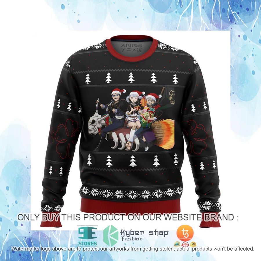 HOT Black Clover Holiday Ugly Christmas Sweater 4 black clover holiday knitted wool sweater 4 32077