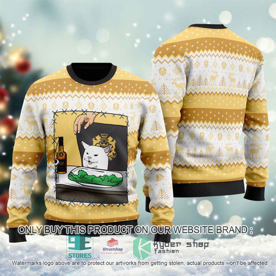 black velvet whisky cat meme ugly christmas sweater 1 39379
