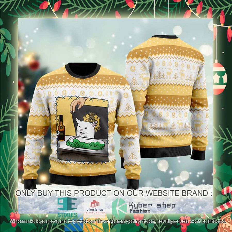 black velvet whisky cat meme ugly christmas sweater 2 54015