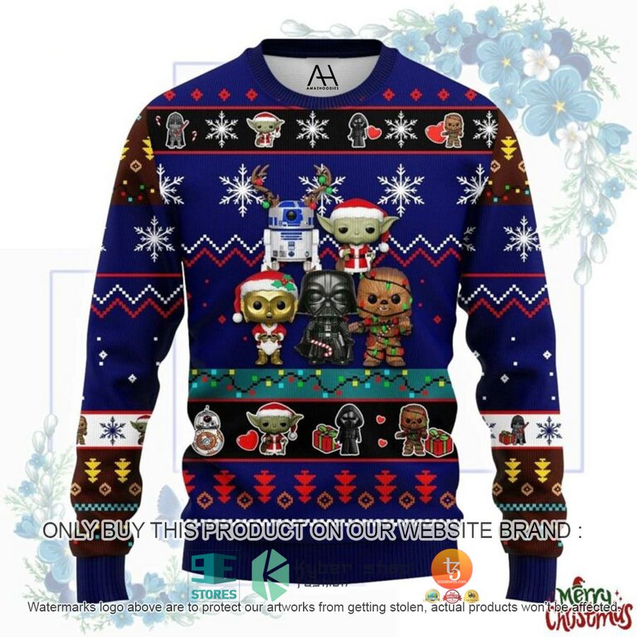 boba fett stormtrooper darth vader yoda cartoon ugly christmas sweater 1 47087