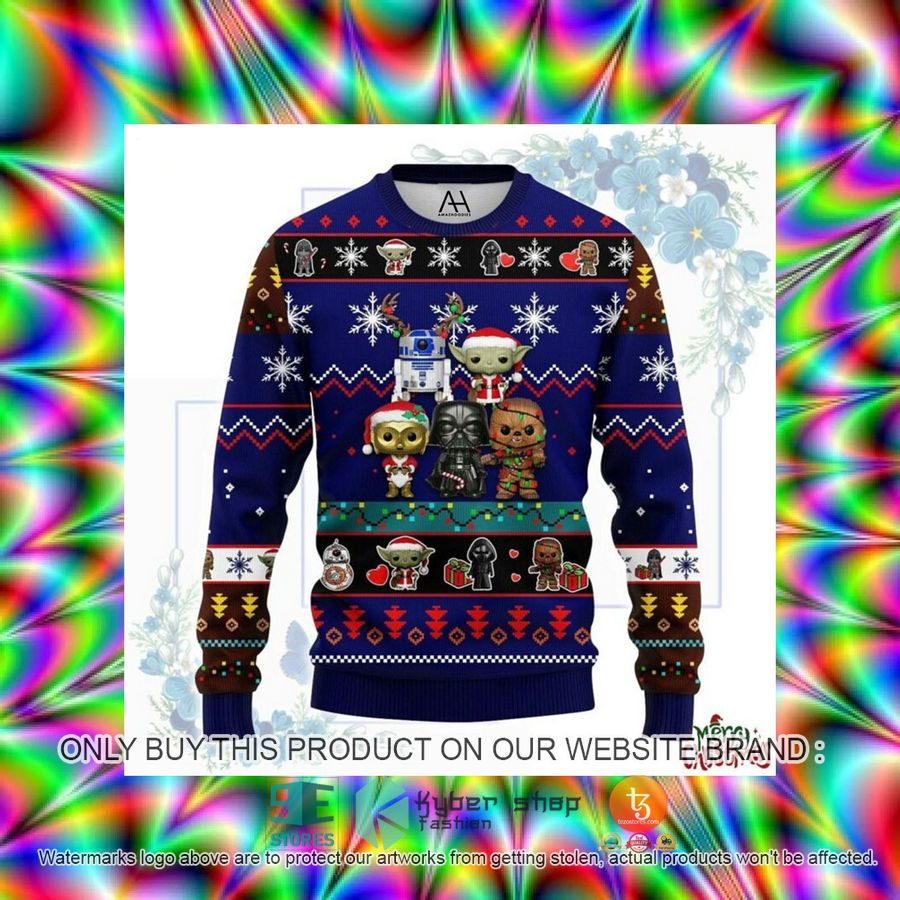 HOT Boba Fett Stormtrooper Darth Vader Yoda Cartoon Ugly Christmas Sweater 3 boba fett stormtrooper darth vader yoda cartoon ugly christmas sweater 3 39041