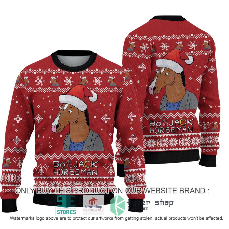 bojack horseman red ugly christmas sweater 1 11960