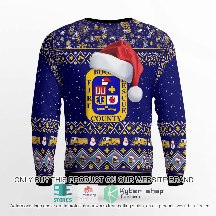 NEW Boone County Fire Protection District blue Christmas Sweater 3 boone county fire protection district blue christmas sweater 3 25815