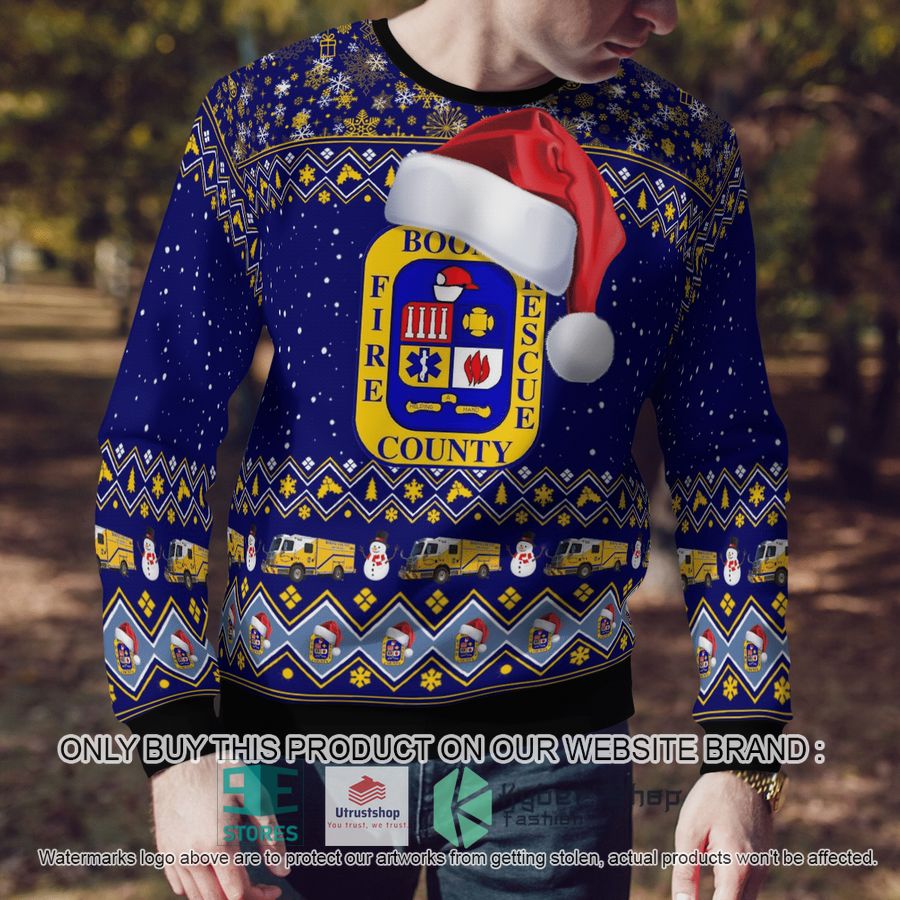 NEW Boone County Fire Protection District blue Christmas Sweater 4 boone county fire protection district blue christmas sweater 4 32595