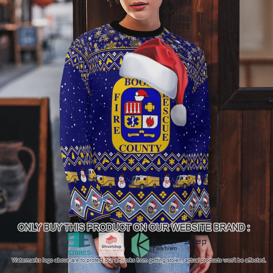 NEW Boone County Fire Protection District blue Christmas Sweater 5 boone county fire protection district blue christmas sweater 5 37845