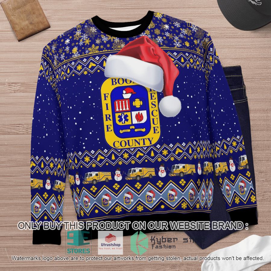 NEW Boone County Fire Protection District blue Christmas Sweater 6 boone county fire protection district blue christmas sweater 6 45544