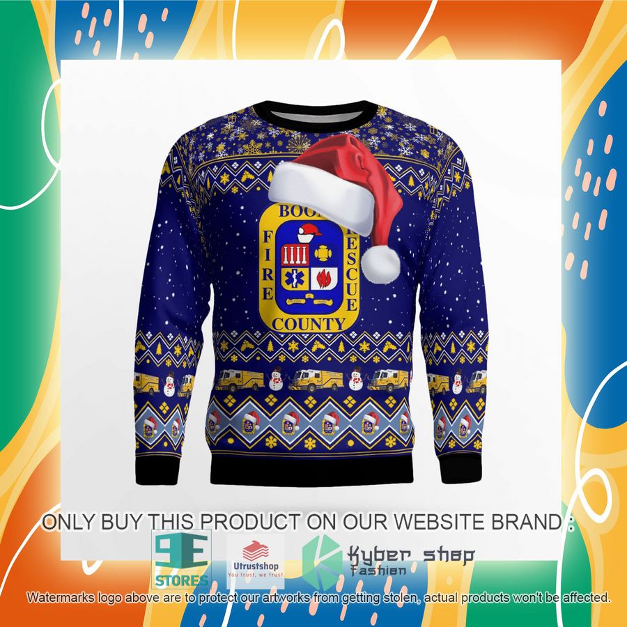 NEW Boone County Fire Protection District blue Christmas Sweater 8 boone county fire protection district blue christmas sweater 8 15776