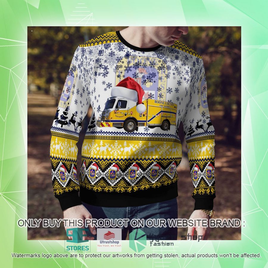NEW Boone County Fire Protection District white Christmas Sweater 10 boone county fire protection district white christmas sweater 10 60519