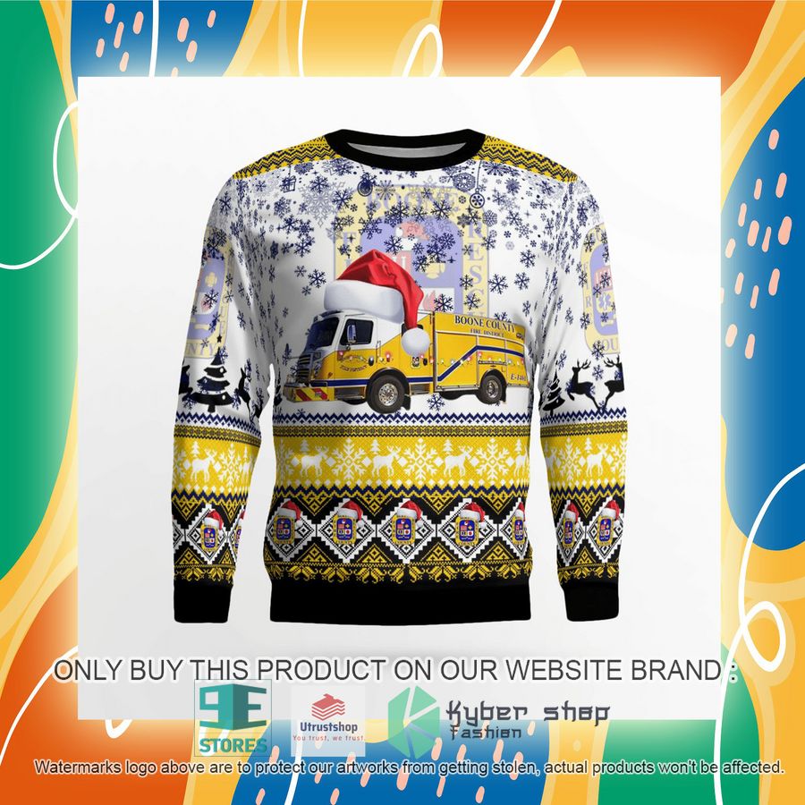NEW Boone County Fire Protection District white Christmas Sweater 8 boone county fire protection district white christmas sweater 8 77481