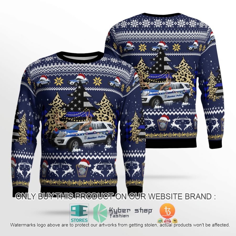 boston police department bpd ford police interceptor utility christmas sweater 2 17878