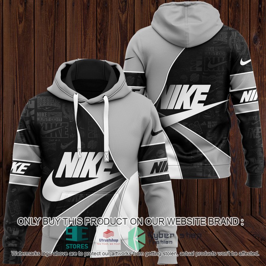 NEW Brand Nike black grey Full Print Hoodie 1 brand nike black grey 3d hoodie 1 97884