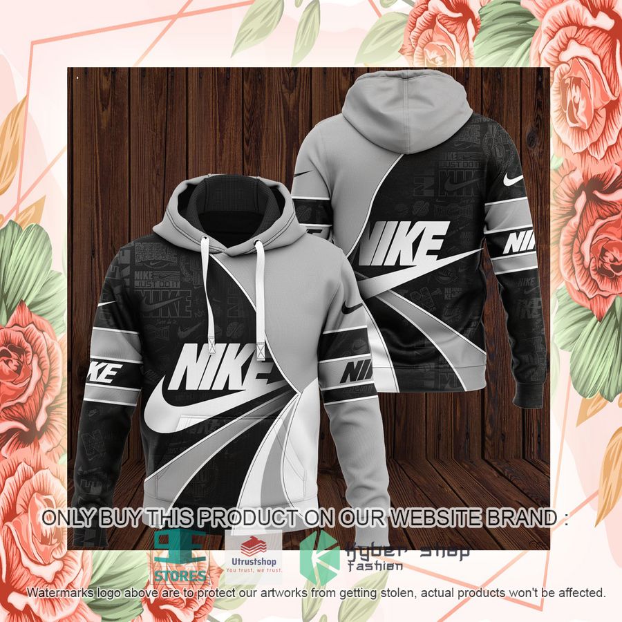 NEW Brand Nike black grey Full Print Hoodie 2 brand nike black grey 3d hoodie 2 8948