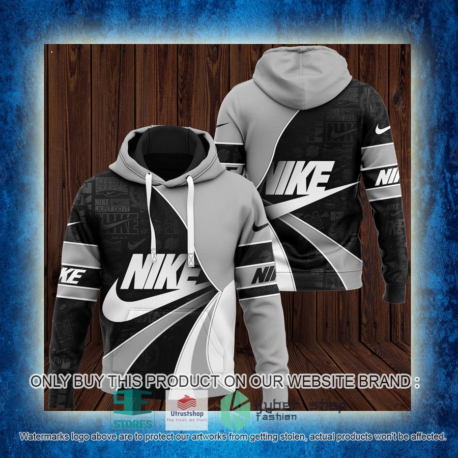 NEW Brand Nike black grey Full Print Hoodie 3 brand nike black grey 3d hoodie 3 97972