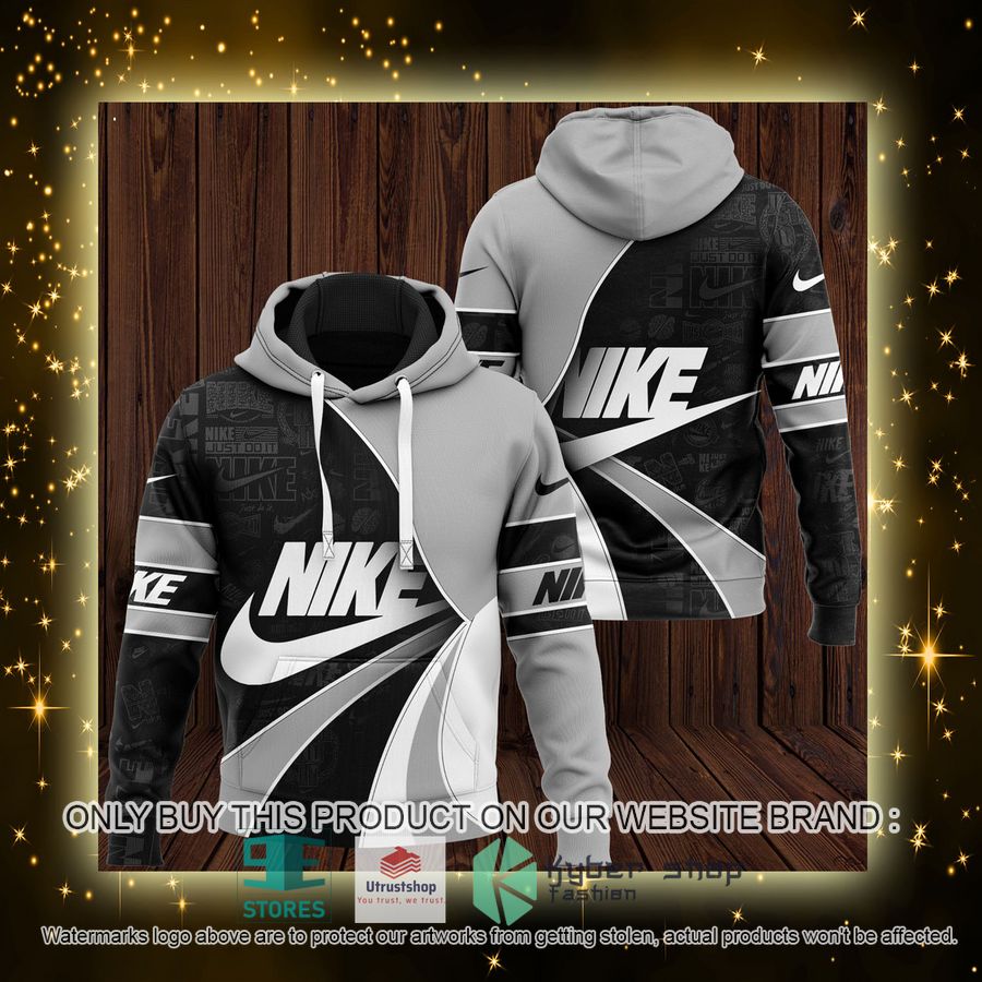 NEW Brand Nike black grey Full Print Hoodie 4 brand nike black grey 3d hoodie 4 51056