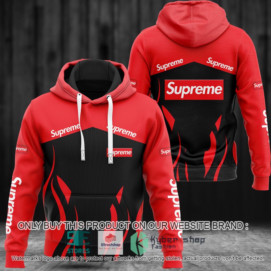 brand supreme red black 3d hoodie 1 14065