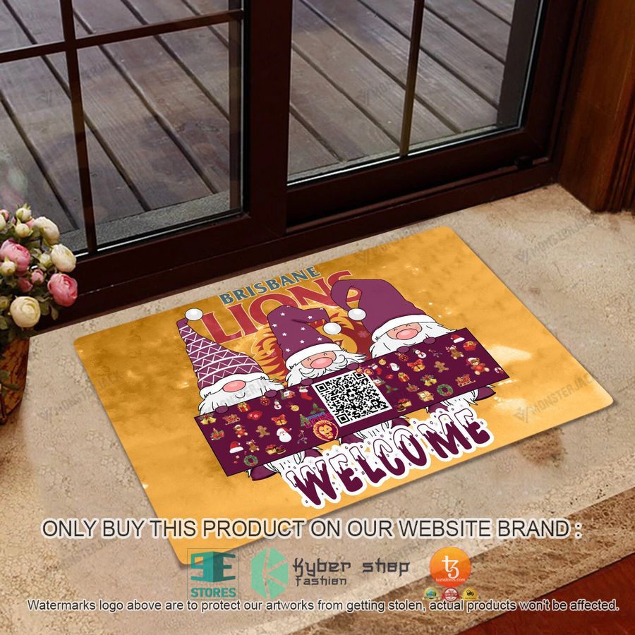 brisbane lions afl gnomes welcome qr code doormat 1 97252
