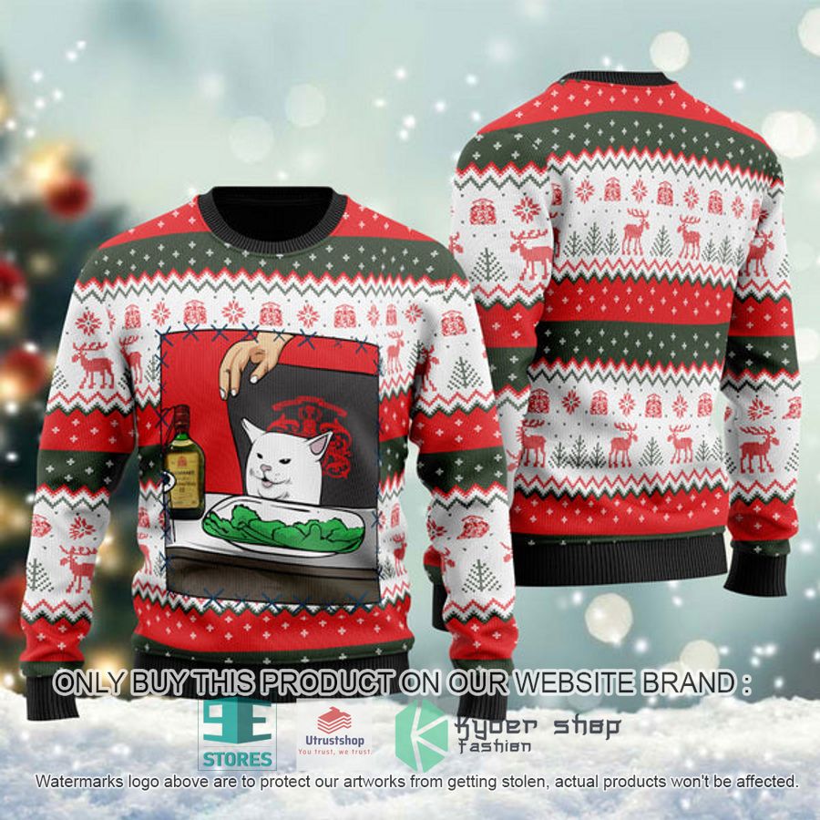 buchanans whisky cat meme ugly christmas sweater 1 52626